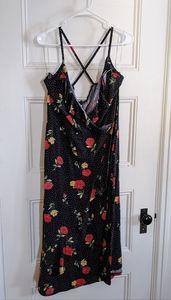 Derek Heart Black floral stretchy wrap dress